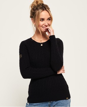 Superdry Croyde Cable Knit Női Kötöttáru Sötétkék | KGUIQ6753